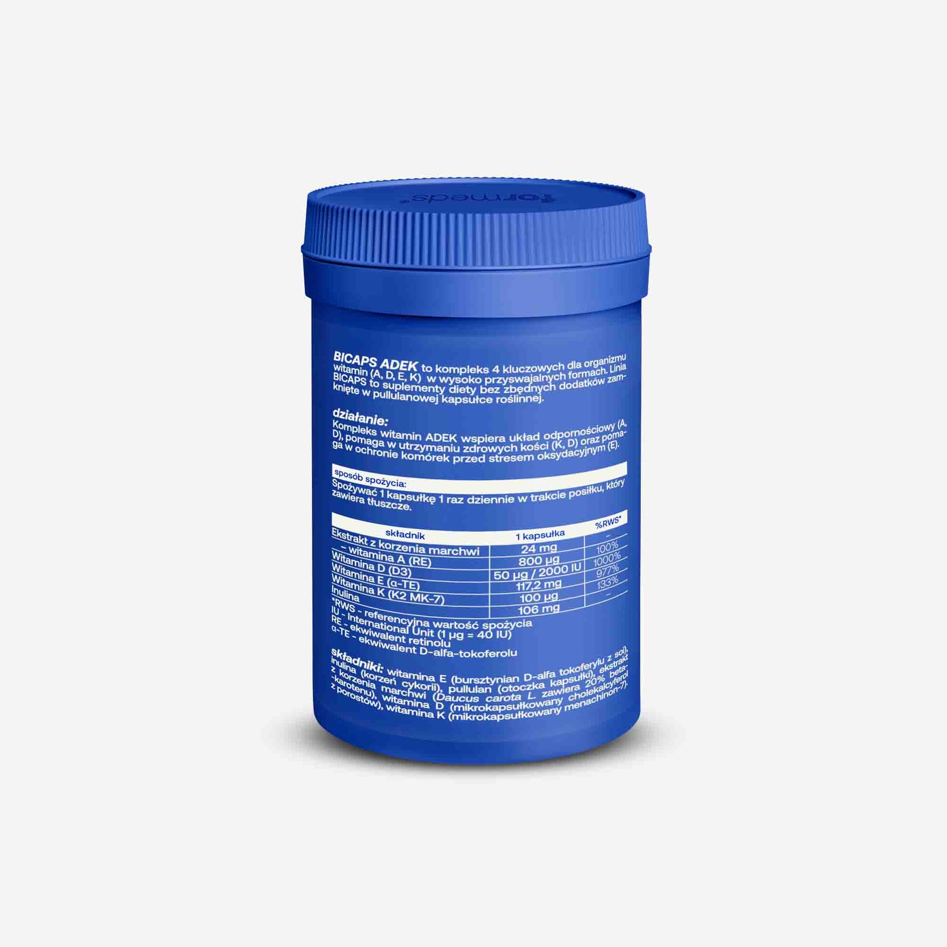 BICAPS ADEK -etykieta produktu